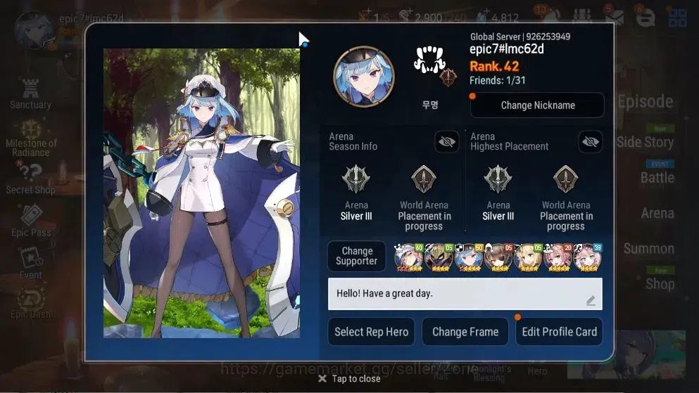 Epic Seven Accounts Global|7ML (RnL,DP Aria , Hellion Lua, harsetti, A image 3