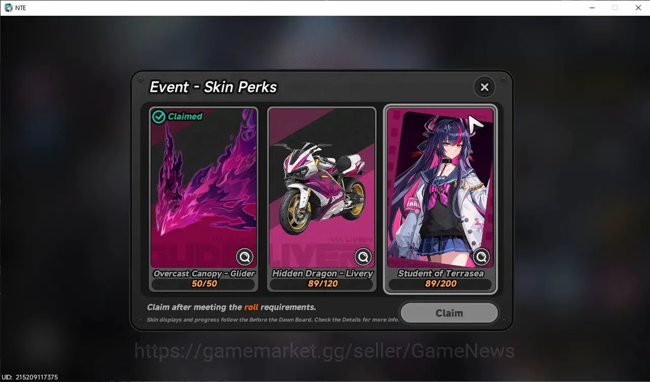 Neverness to Everness Accounts GLOBAL EU|HL 21|TL 8|3 S-Class (Shinku A2)+Sign,Jiuyuan,Sakiri|Selector ON|Overcast 13
