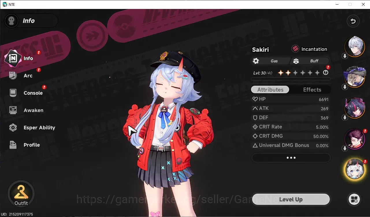 Neverness to Everness Accounts GLOBAL EU|HL 21|TL 8|3 S-Class (Shinku A2)+Sign,Jiuyuan,Sakiri|Selector ON|Overcast 6