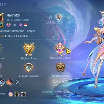 Mobile Legends: Bang Bang Accounts Collector Hero 114|Skin 258|Highest Glory 52|Vexana Aspirant,Beatrix Prime,Floryn