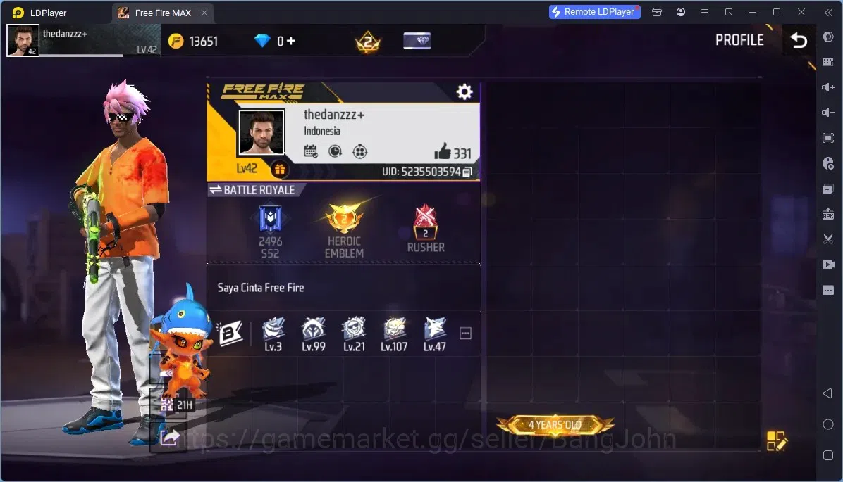 Free Fire Accounts Indonesia | M1887- Hand of Hope, Bunny's Order| Backpack: Fracture Silhouette| Weapon Skin 41 | Check SS 1