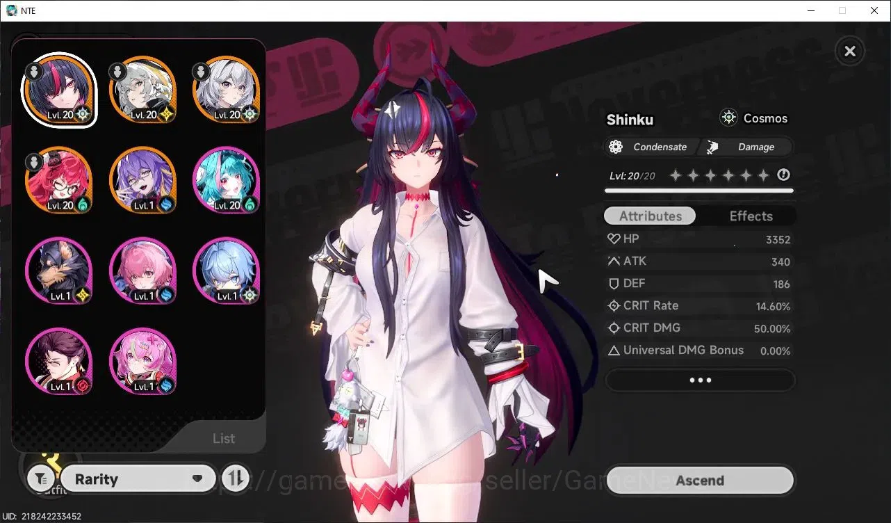 Neverness to Everness Accounts GLOBAL SEA|HL 8|TL 1|4 S-Class 2 Limit(Shinku+Sign,Nanaly,Hathor,Fadia)+6 1