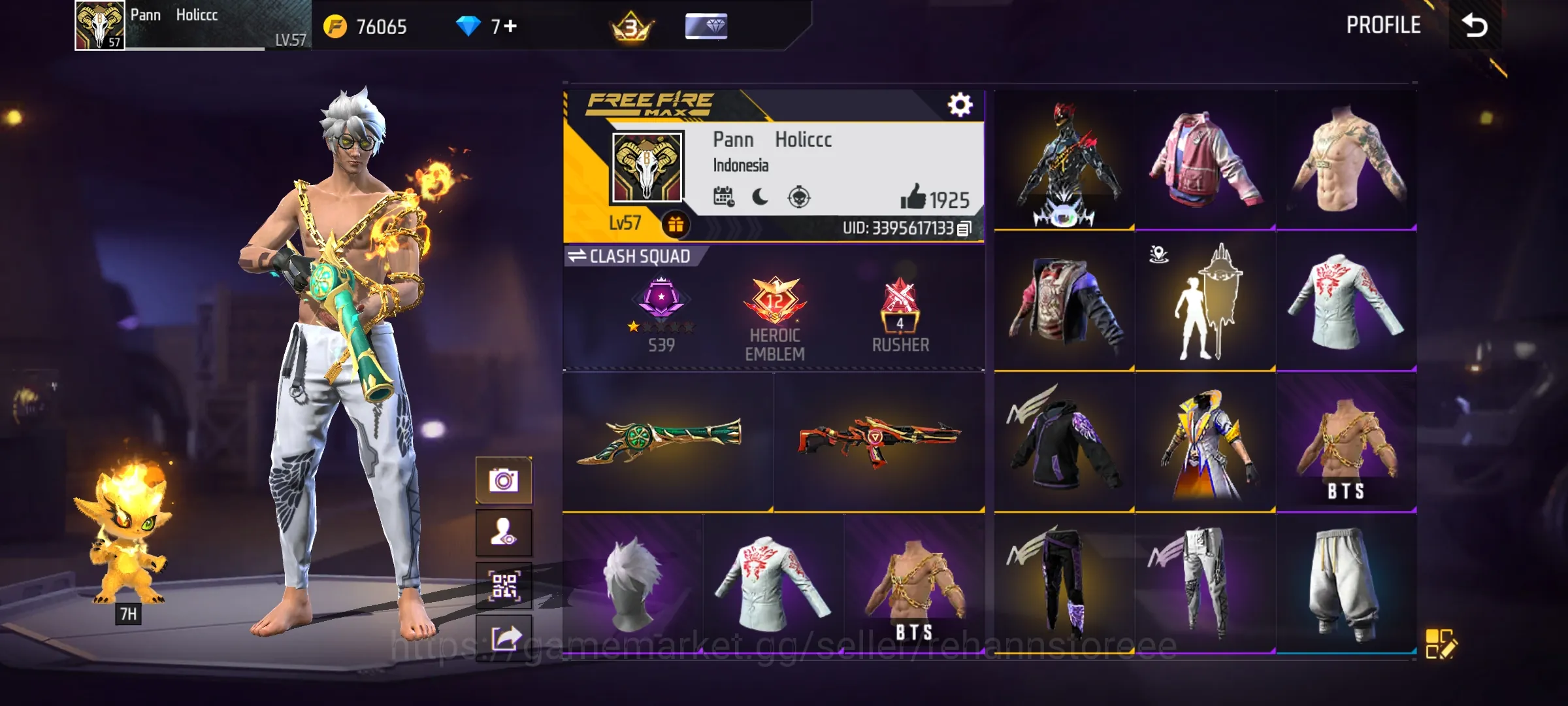 Free Fire Accounts M1887 TROMPET - KAKASI PUTIH - BUNDLE BTS - ANGEL PUTIH UNGU - BUNDLE BTS - EMOT BAJAK LAUT LANGKA 1
