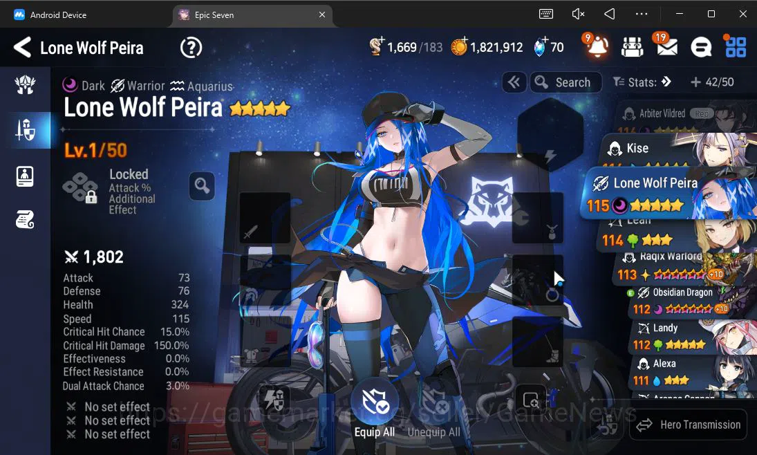Epic Seven Accounts Starter GLOBAL UnVerif|Starter|2 ML (Lone Wolf Peira,Arbiter Vildred)+Setsuka,Yulha,Kise,Landy|Poh 18