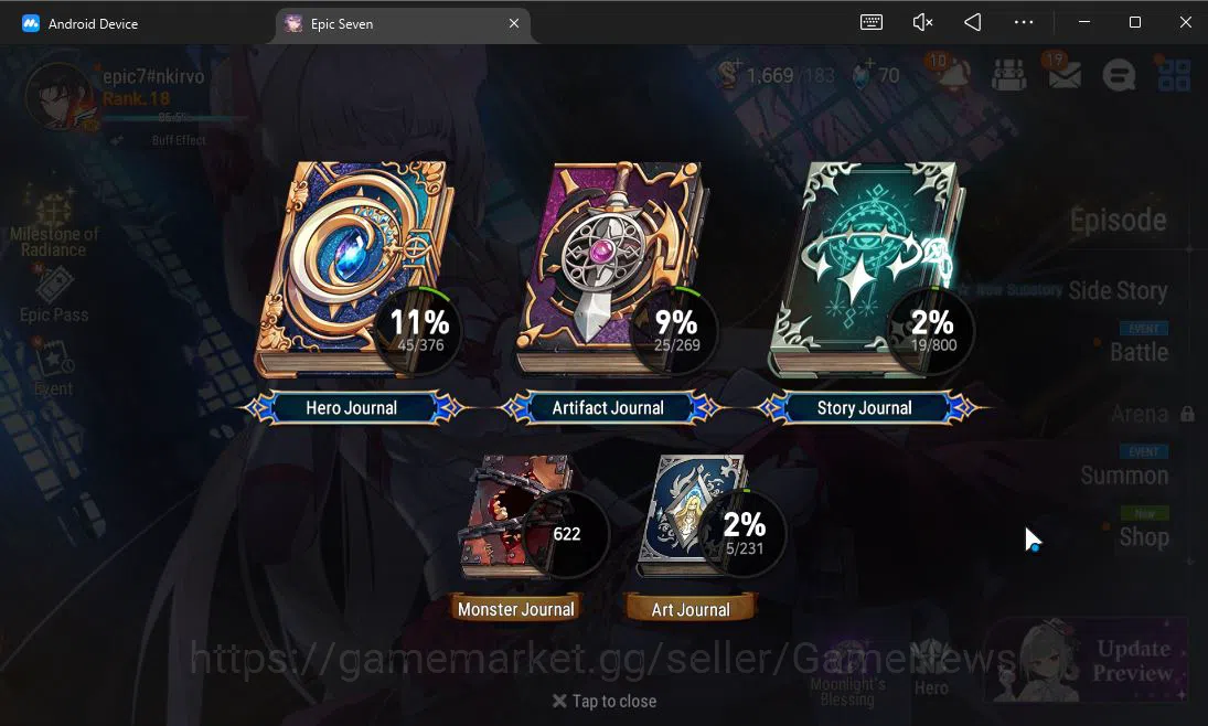 Epic Seven Accounts Starter GLOBAL UnVerif|Starter|2 ML (Lone Wolf Peira,Arbiter Vildred)+Setsuka,Yulha,Kise,Landy|Poh 3