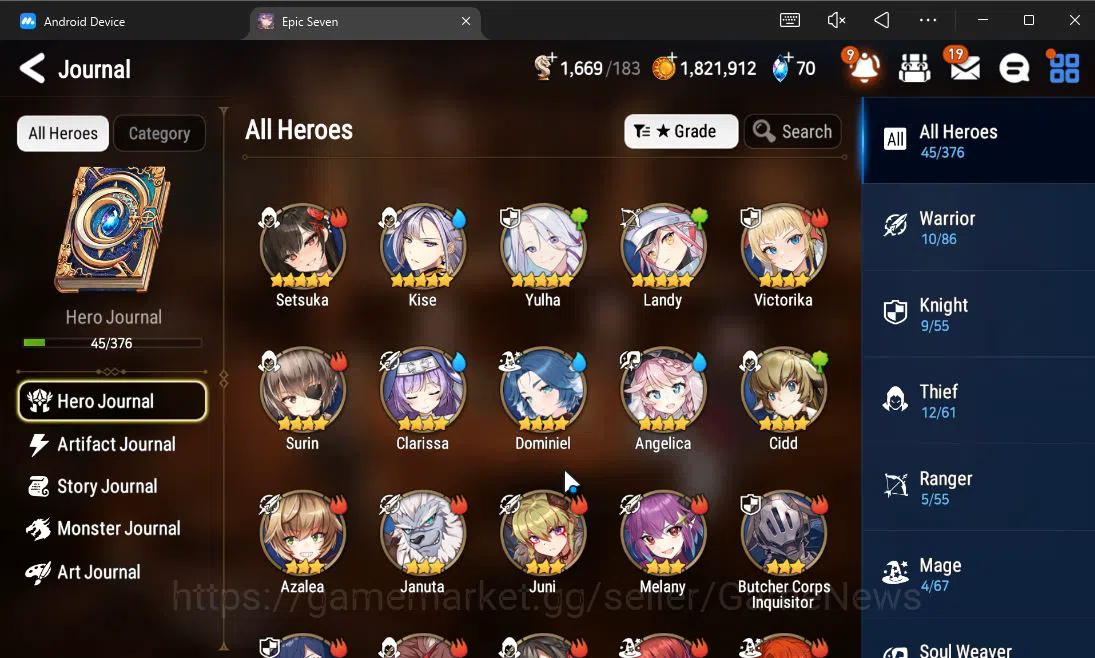 Epic Seven Accounts Starter GLOBAL UnVerif|Starter|2 ML (Lone Wolf Peira,Arbiter Vildred)+Setsuka,Yulha,Kise,Landy|Poh 8