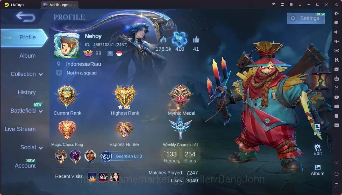 Mobile Legends: Bang Bang Accounts Global|Hero 133|Skin 254|Renowned|KOF Karina|5-STA image 1