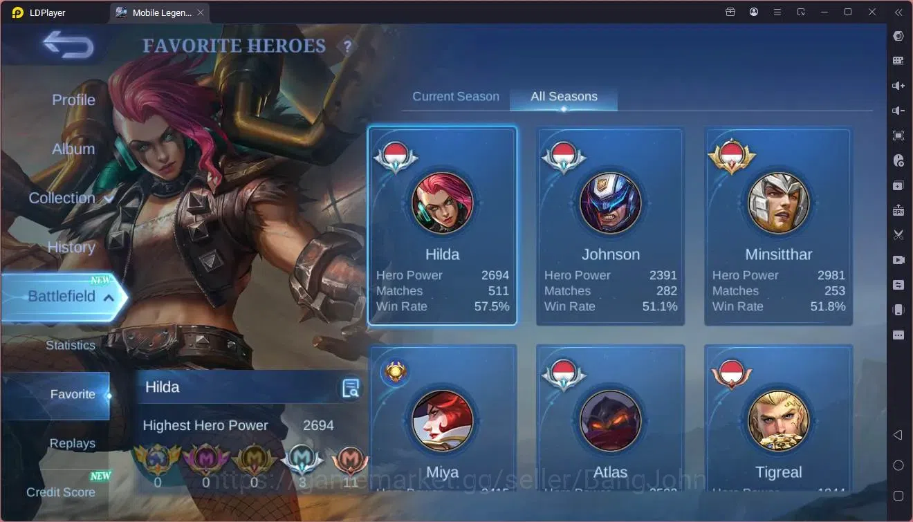Mobile Legends: Bang Bang Accounts Global|Hero 133|Skin 254|Renowned|KOF Karina|5-STA image 4