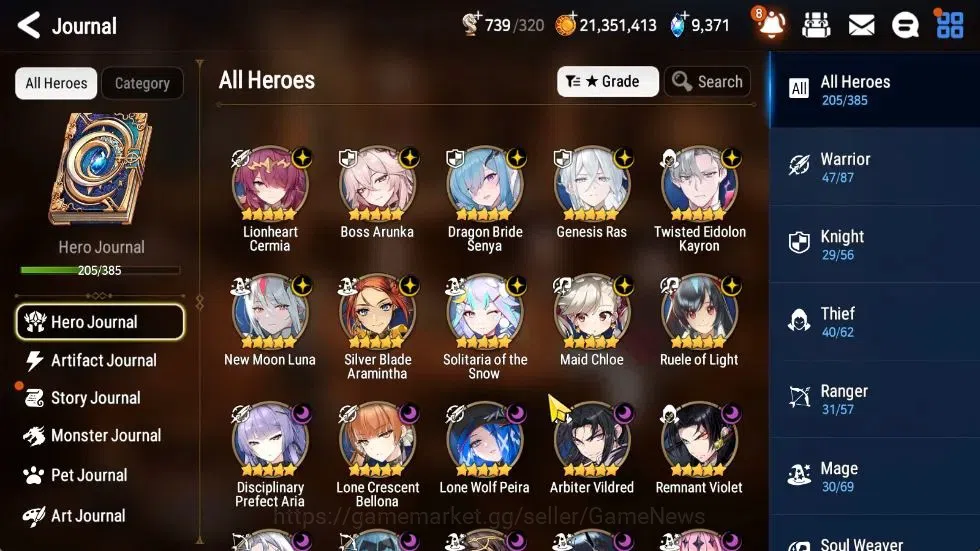 Epic Seven Accounts High-End GLOBAL UnVerif|21 ML(Tidal Elvira,BArunka,Gras,etc)+Setsuka,ARAM,AWHwayung,Rinak,Etc|AUTO W|507 1