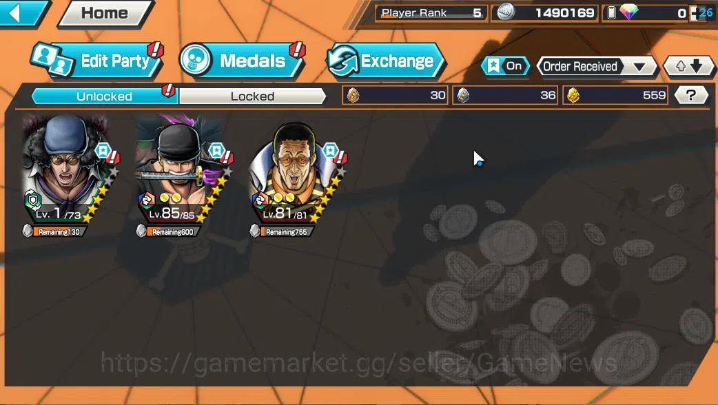 One Piece Bounty Rush Accounts Starter Global|3 EX |BP Kuzan,Raid On Onigashima Roronoa Zoro,Ama No marakumo Borsalino|Rank 4