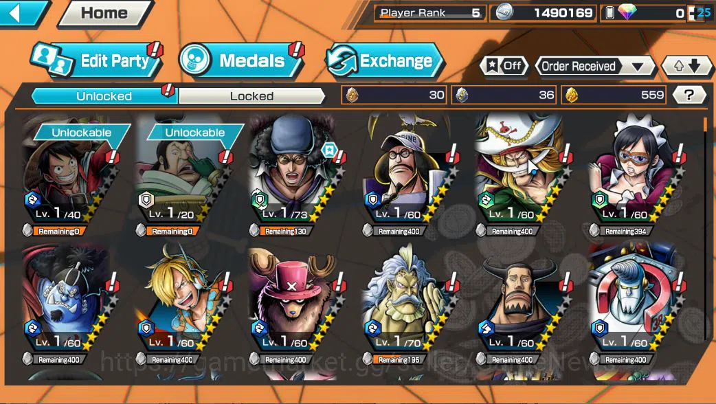 One Piece Bounty Rush Accounts Starter Global|3 EX |BP Kuzan,Raid On Onigashima Roronoa Zoro,Ama No marakumo Borsalino|Rank 5
