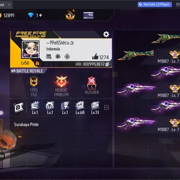 Free Fire Accounts Indonesia | 1 EVO (M1887 Sterling Conqueror Lv.4)| Backpack: Electrify Bunny, Day Of The Dead | Check SS