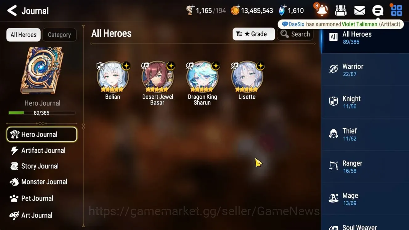 Epic Seven Accounts Limited Hero GLOBAL UnVerif|New Era|4 ML(Lisete,Belian,DK Sharun,Etc)+Setsuka,Ruiza,Aubade,Landy,etc|Poh 1