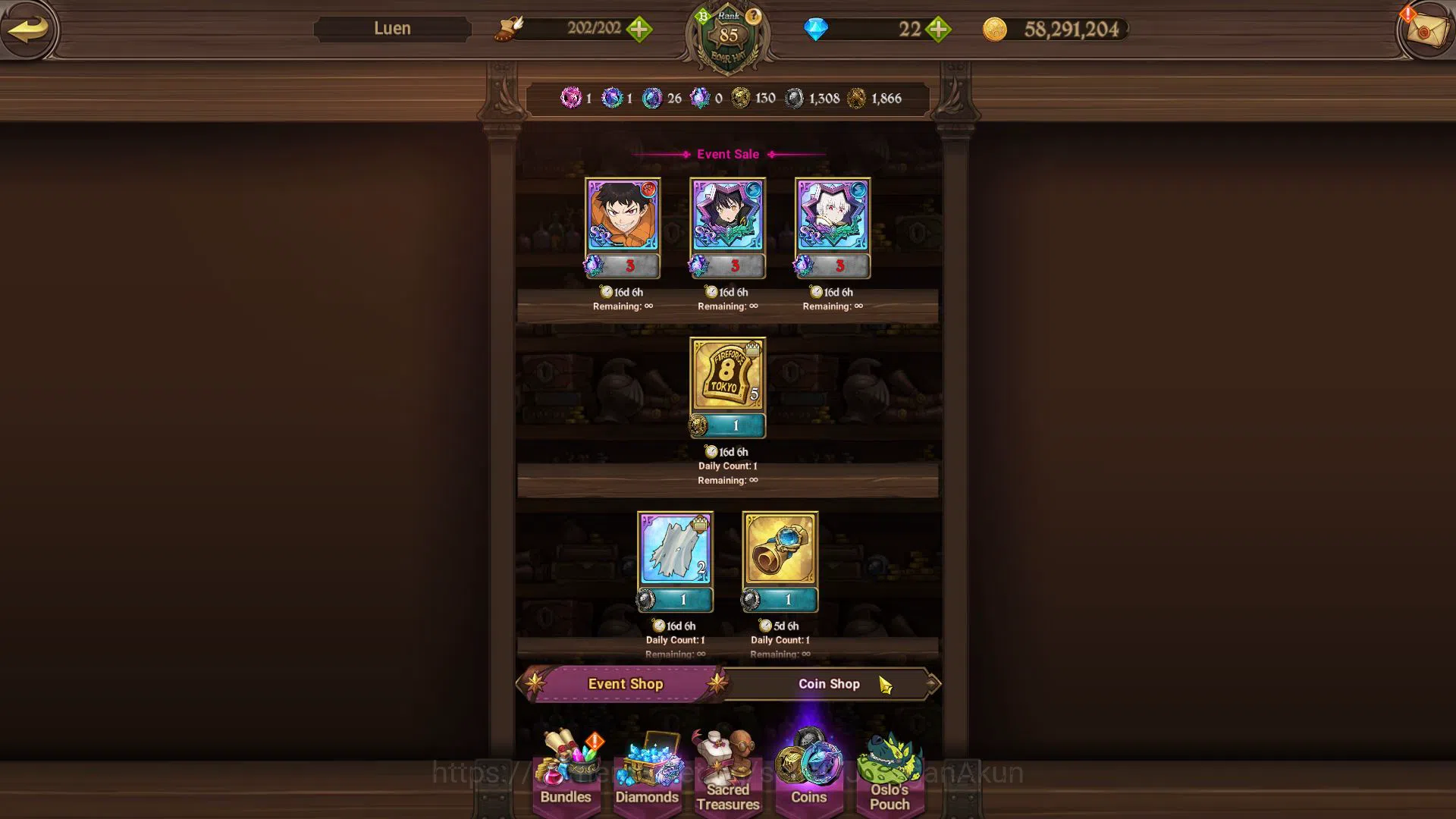 The Seven Deadly Sins: Grand Cross Accounts Midgame Asia|4M CC|7 UR+83 LSeal+Collab Fire 15