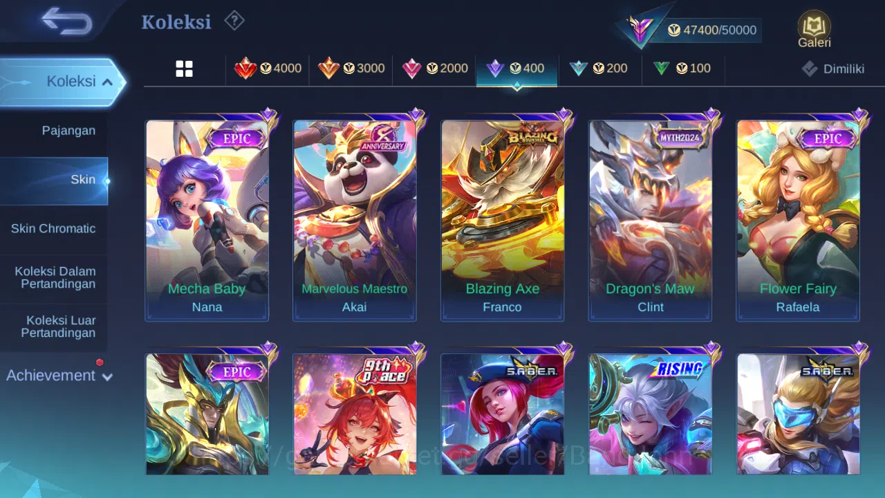 Mobile Legends: Bang Bang Accounts Others Hero 131 | skin 212 | luckybox alice | cc natalia | blazing franco | epic nana 10