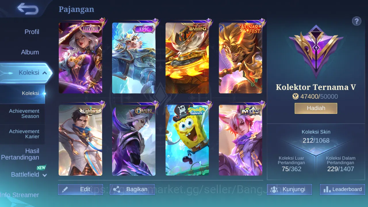 Mobile Legends: Bang Bang Accounts Others Hero 131 | skin 212 | luckybox alice | cc natalia | blazing franco | epic nana 2