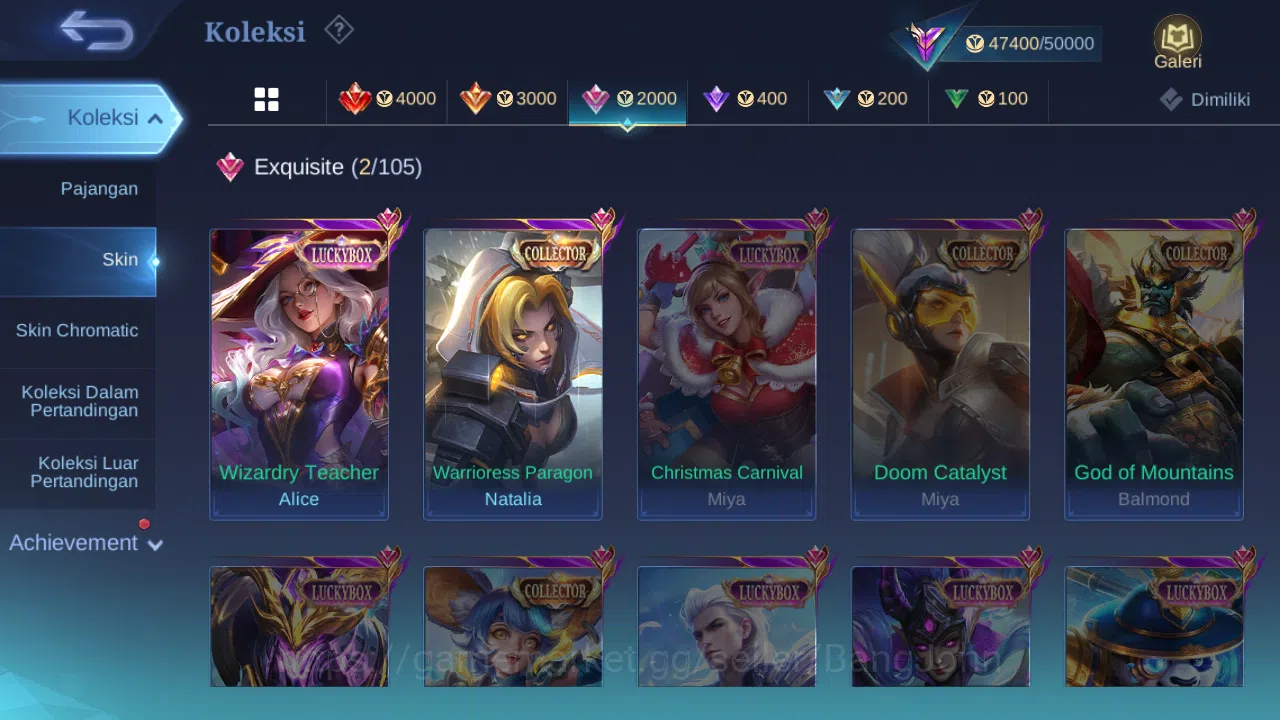 Mobile Legends: Bang Bang Accounts Others Hero 131 | skin 212 | luckybox alice | cc natalia | blazing franco | epic nana 9