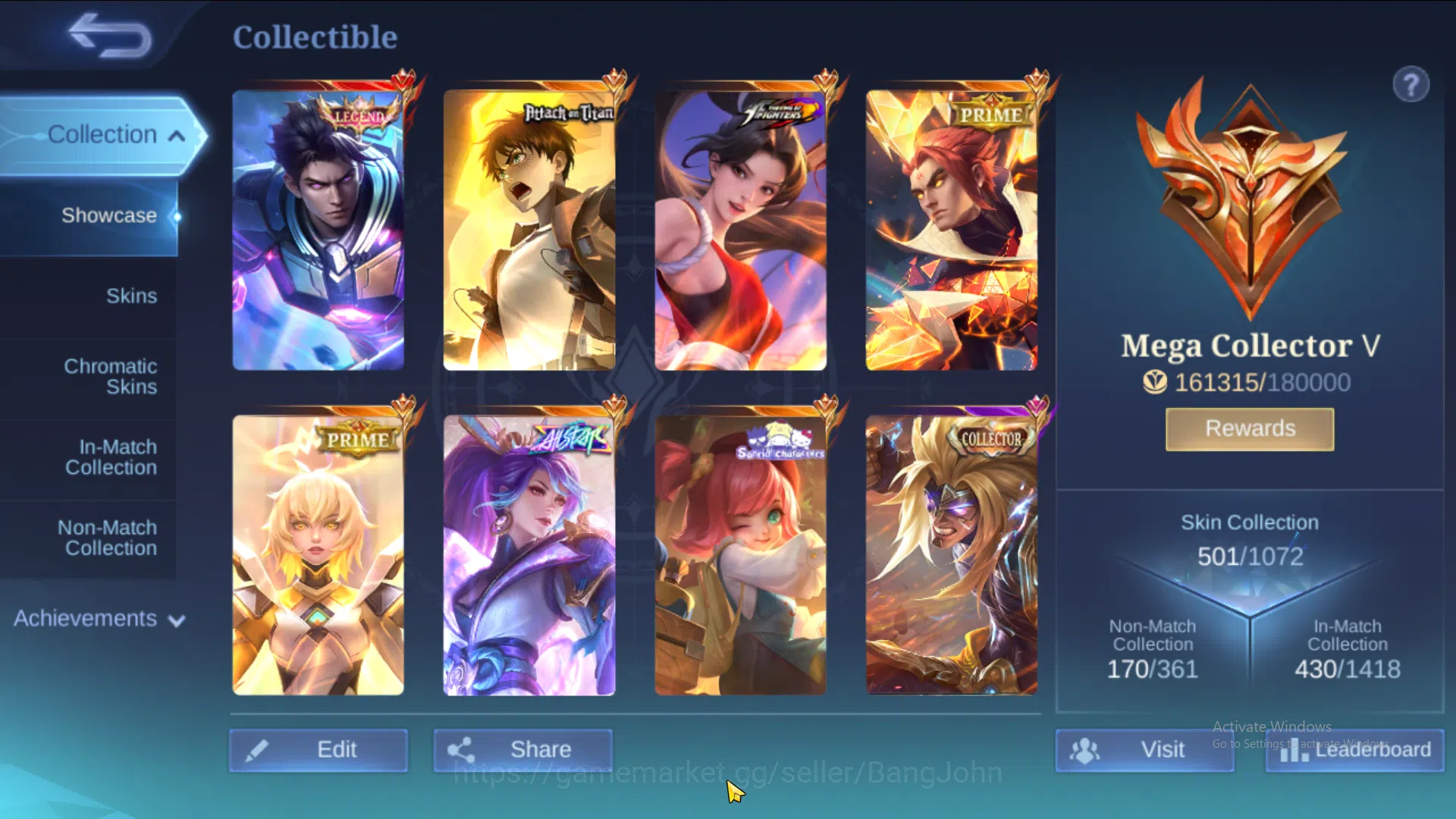 Mobile Legends: Bang Bang Accounts Hero 131 | skin 501 | legend alucard, aot yin, kof image 5