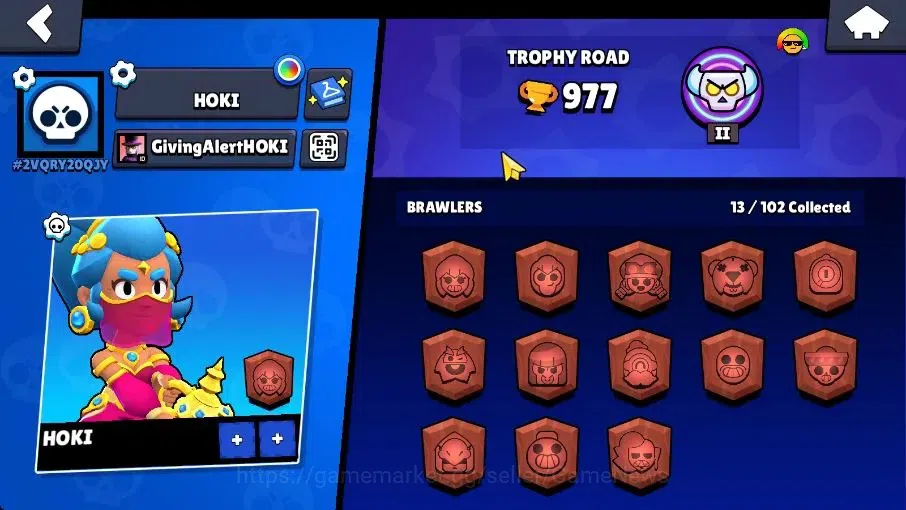 Brawl Stars Accounts 977 Trophy|11K Coins 4K PP|13 Brawlers 1 Max Lvl [Shelly]|8 Skins|2 Epic [Titanium Maisie] 2 SR|CN 11