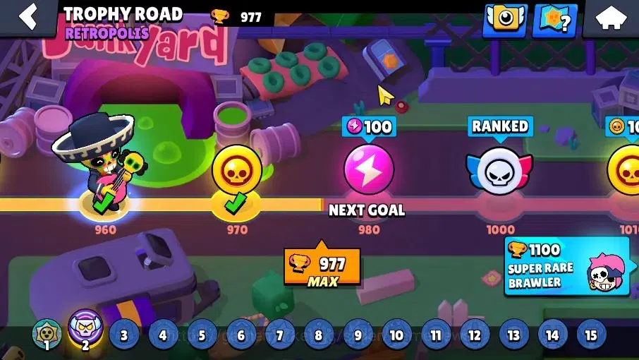 Brawl Stars Accounts 977 Trophy|11K Coins 4K PP|13 Brawlers 1 Max Lvl [Shelly]|8 Skins|2 Epic [Titanium Maisie] 2 SR|CN 12