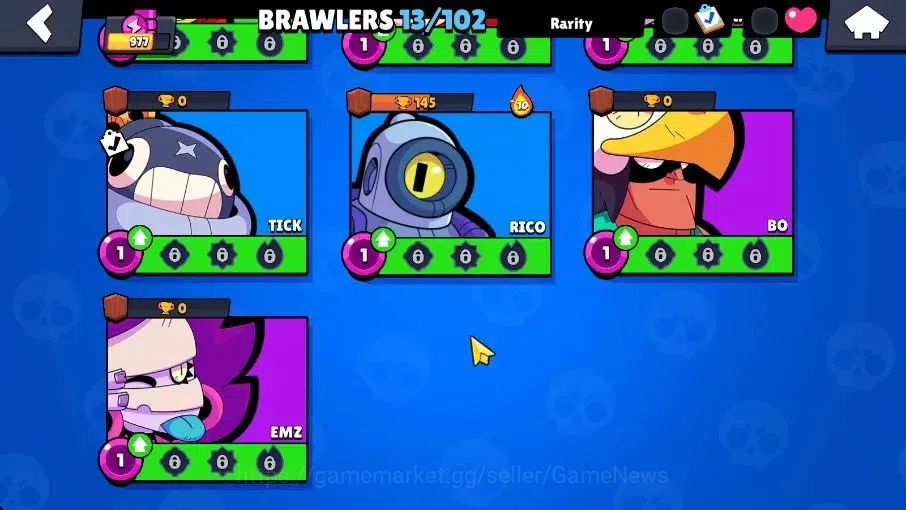 Brawl Stars Accounts 977 Trophy|11K Coins 4K PP|13 Brawlers 1 Max Lvl [Shelly]|8 Skins|2 Epic [Titanium Maisie] 2 SR|CN 6