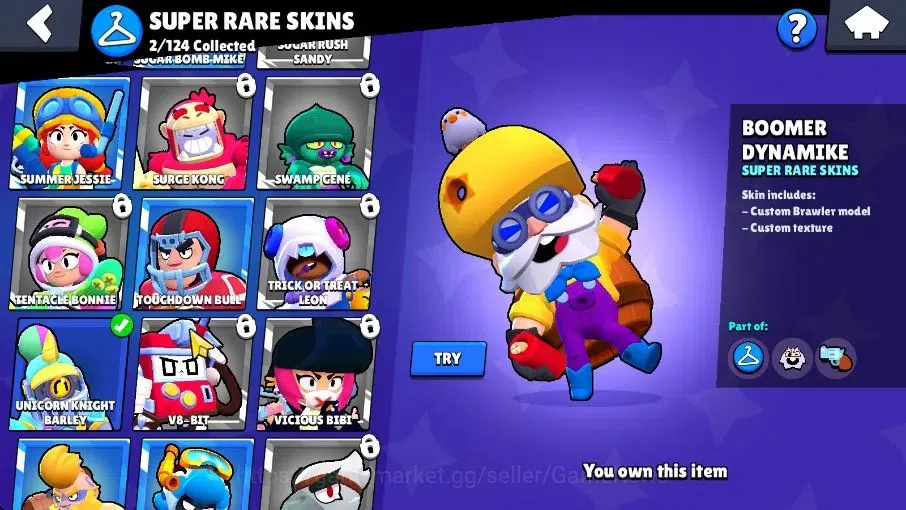 Brawl Stars Accounts 977 Trophy|11K Coins 4K PP|13 Brawlers 1 Max Lvl [Shelly]|8 Skins|2 Epic [Titanium Maisie] 2 SR|CN 9