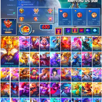 Mobile Legends: Bang Bang Accounts 🔥 #4043 🔥 610 Skins 💎 WORLD COLLECTOR 👑 Naruto Suyou Sasuke Uchiha ⚔️ 2 Aspirants