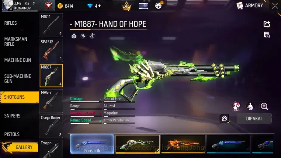 Free Fire Accounts Indonesia|M1887-HandOfHope & M1887-Incendium Burst image 20
