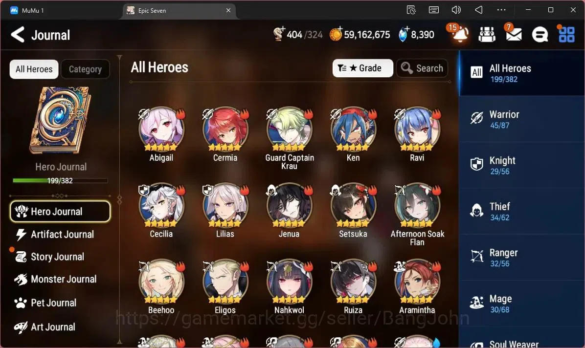 Epic Seven Accounts High-End Global Unverif |12 ML(NM Luna,RO Light,C Lilias,DD Ray,Byblis,SB Sezan,Zio Etc)|PoH ON|SS 5