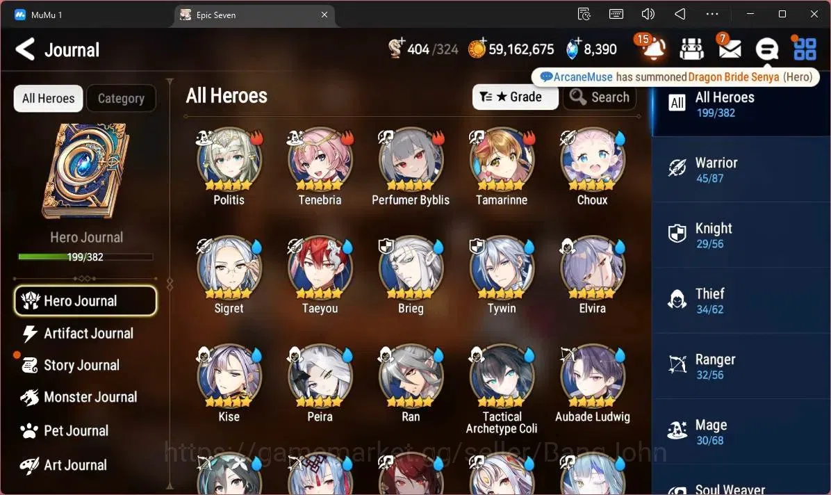 Epic Seven Accounts High-End Global Unverif |12 ML(NM Luna,RO Light,C Lilias,DD Ray,Byblis,SB Sezan,Zio Etc)|PoH ON|SS 6