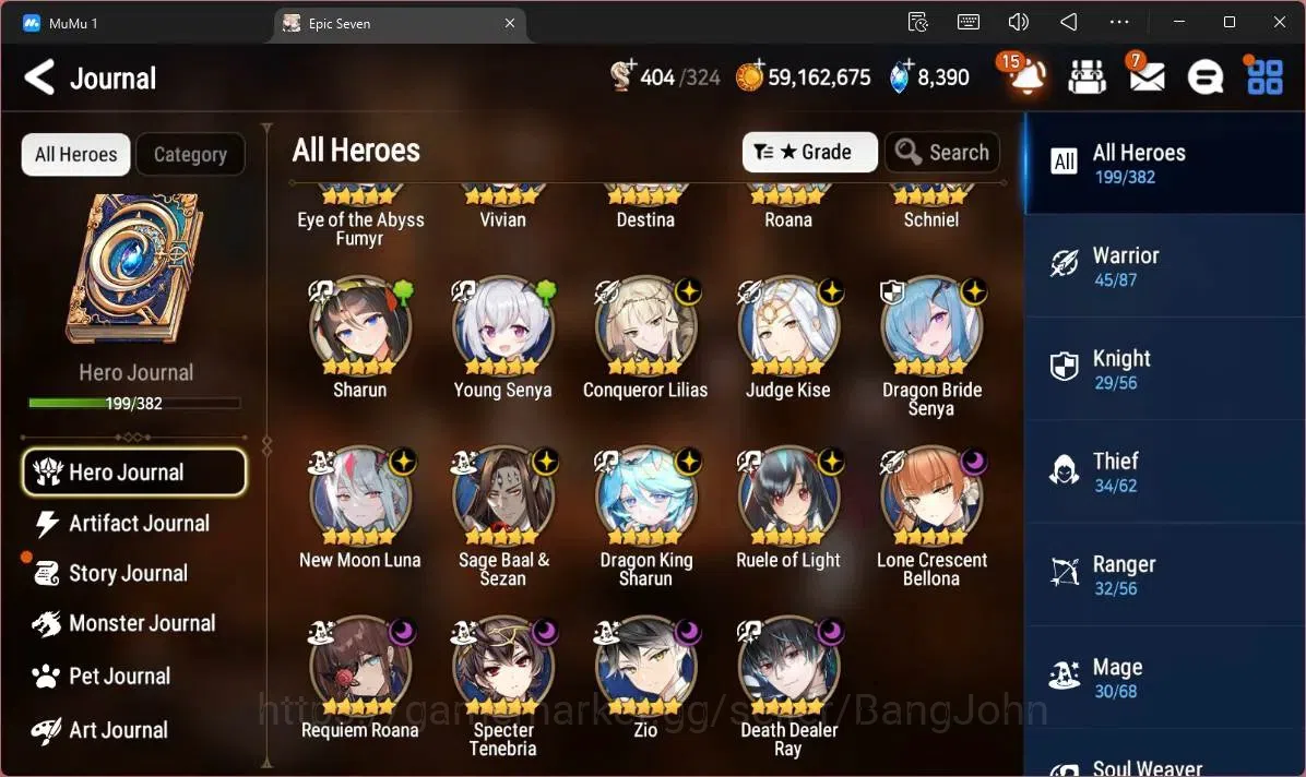 Epic Seven Accounts High-End Global Unverif |12 ML(NM Luna,RO Light,C Lilias,DD Ray,Byblis,SB Sezan,Zio Etc)|PoH ON|SS 9