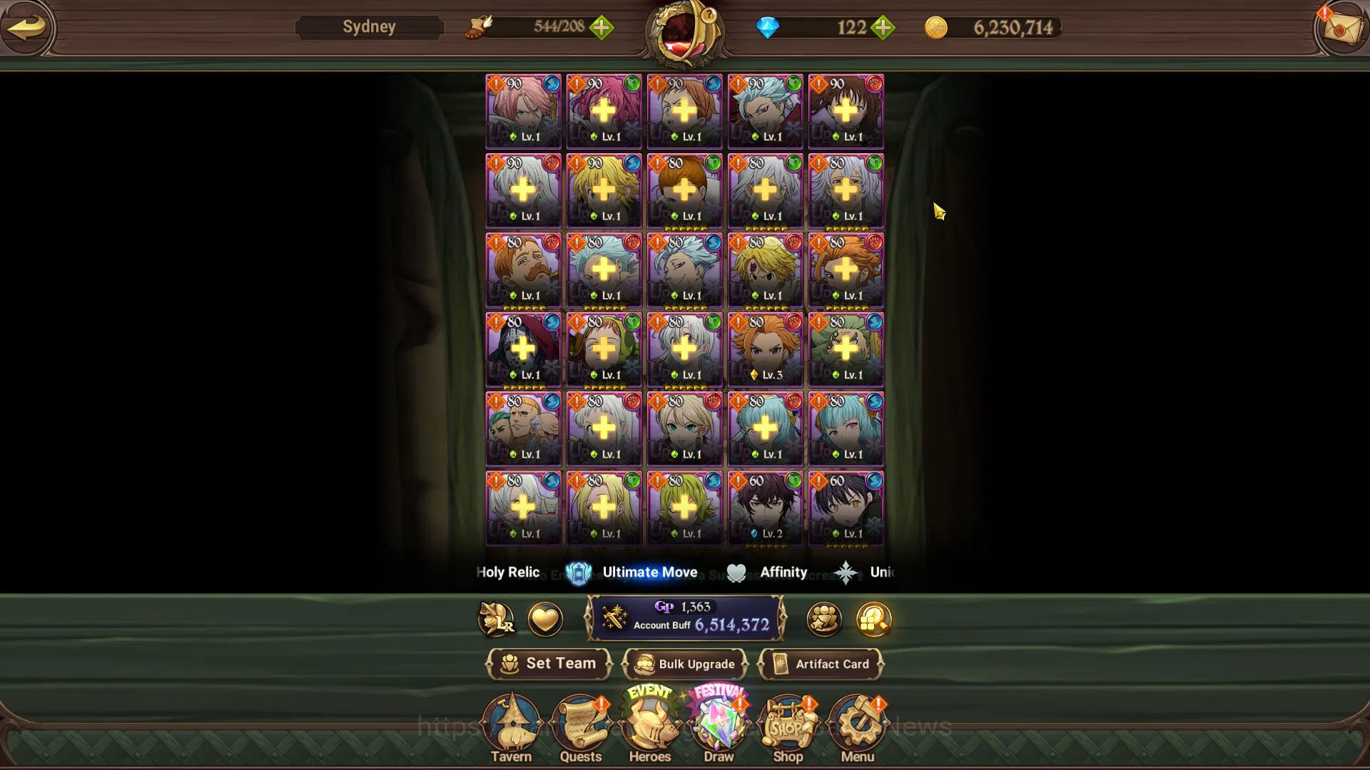 The Seven Deadly Sins: Grand Cross Accounts Midgame Asia|6,5M CC|5 LR+11 UR+Many 11