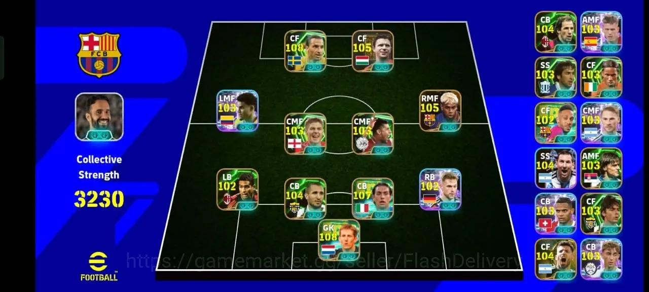 eFootball Accounts Mid-Tier M - Collective Strength : 3230 | Ibrahimovic 108 | Puskas 105 | Big Time Lamine Yamal 105 1