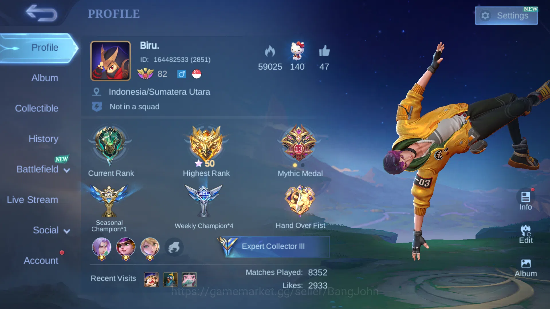 Mobile Legends: Bang Bang Accounts Hero 124 | Skin 180 | KOF Karina | Blazing Layla , image 1
