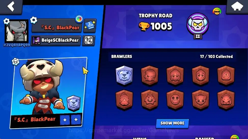 Brawl Stars Accounts 1005 Trophy | 17 Brawler 3 Max Lvl [Shelly,Nita,Ti image 2