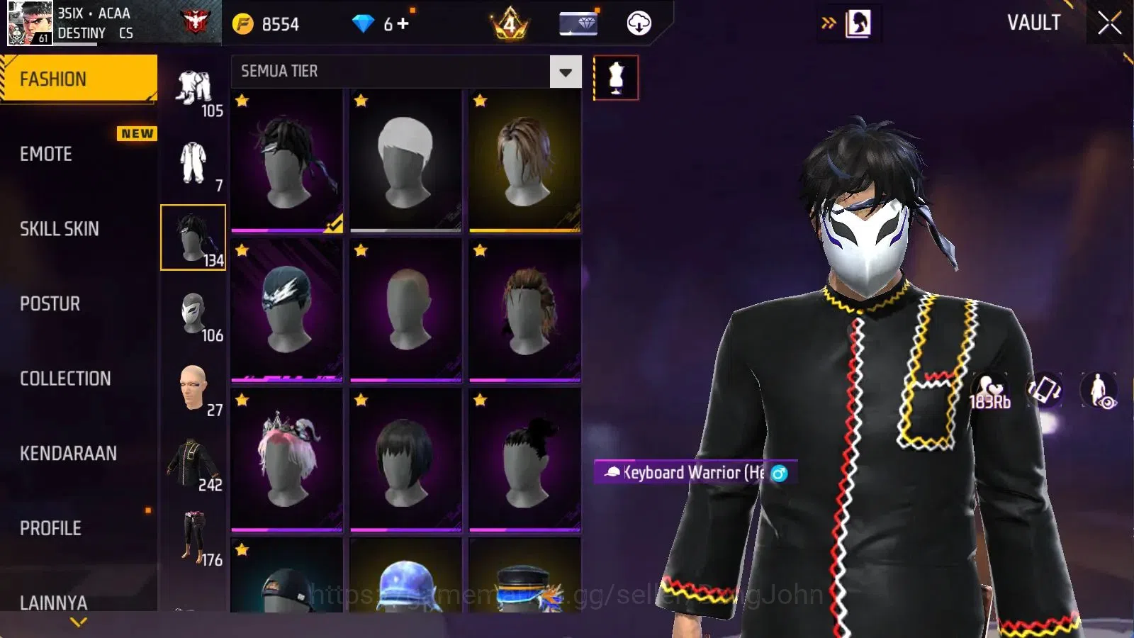 Free Fire Accounts Indonesia | 5 Evo(AK47 Blue Flame Dr Lv7,FAMAS Dem image 10