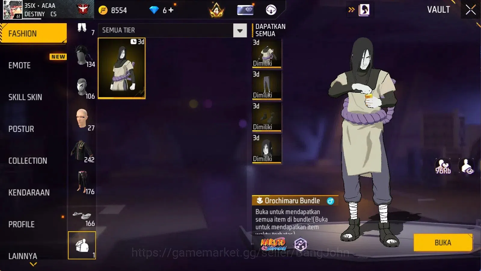 Free Fire Accounts Indonesia | 5 Evo(AK47 Blue Flame Dr Lv7,FAMAS Dem image 16