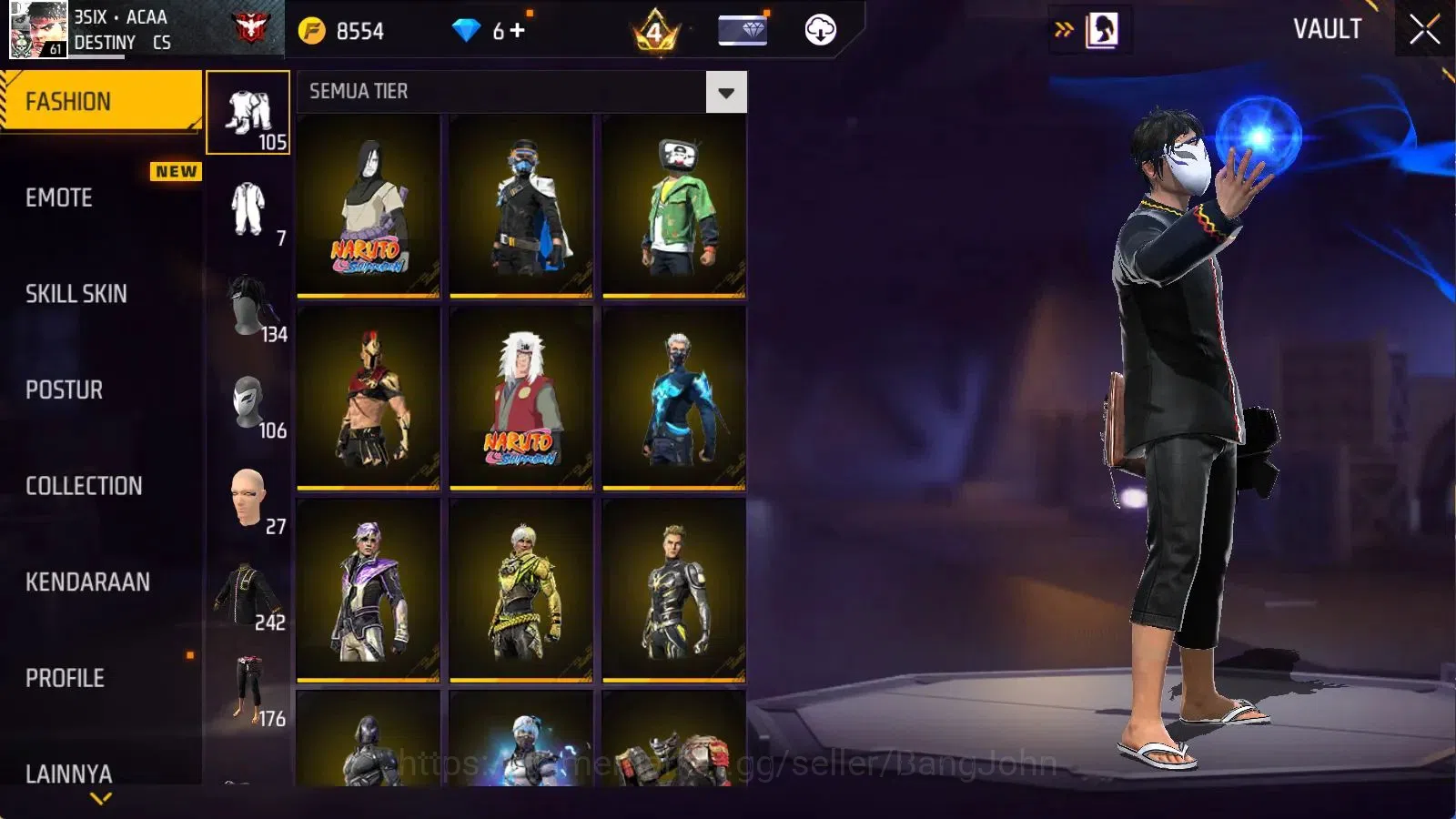 Free Fire Accounts Indonesia | 5 Evo(AK47 Blue Flame Dr Lv7,FAMAS Dem image 8
