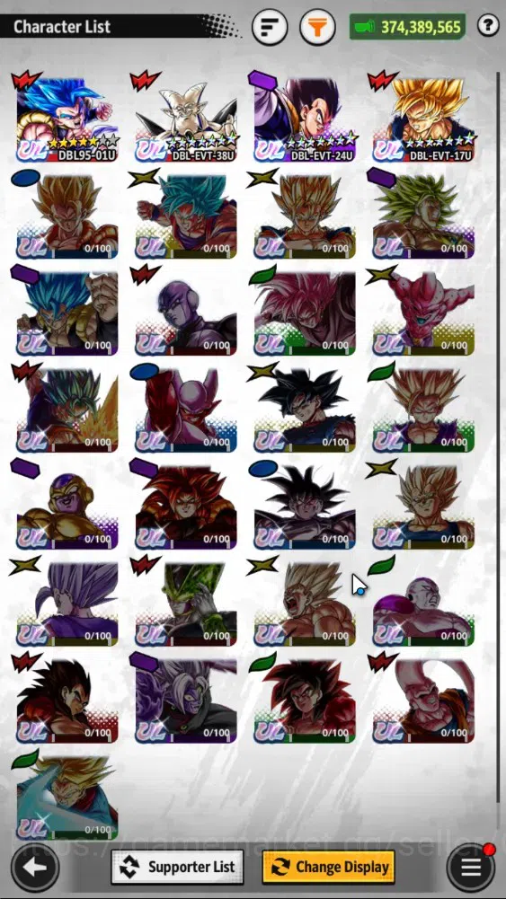 Dragon Ball Legends Accounts 374M TP|LV 157|4UL+3LR+14LL|SS Trunks(T)&Gohan,SSG image 3