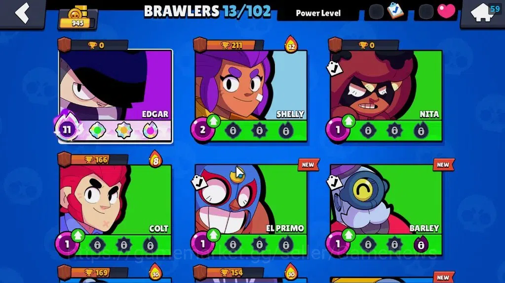 Brawl Stars Accounts 945 Trophy|8k Blings,3k PP|13 Brawlers 1 Max Lvl F image 7