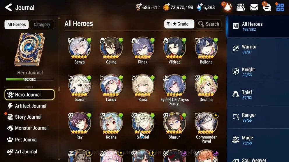 Epic Seven Accounts High-End GLOBAL UnVerif|New Era|14 ML(SN Yulha,Rihana&Luc[SPD 305],RoLight,etc)+Rinak,Ab 15