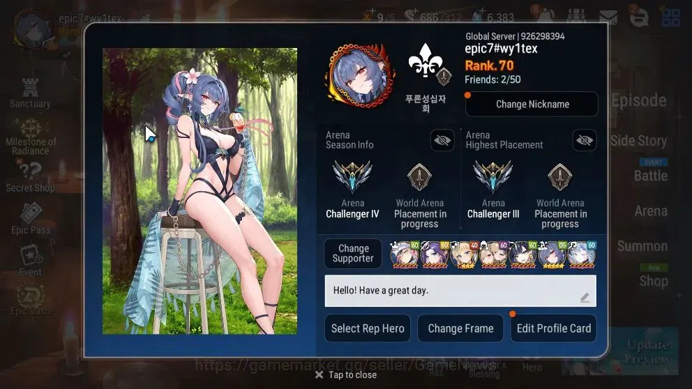 Epic Seven Accounts High-End GLOBAL UnVerif|New Era|14 ML(SN Yulha,Rihana&Luc[SPD 305],RoLight,etc)+Rinak,Ab 2