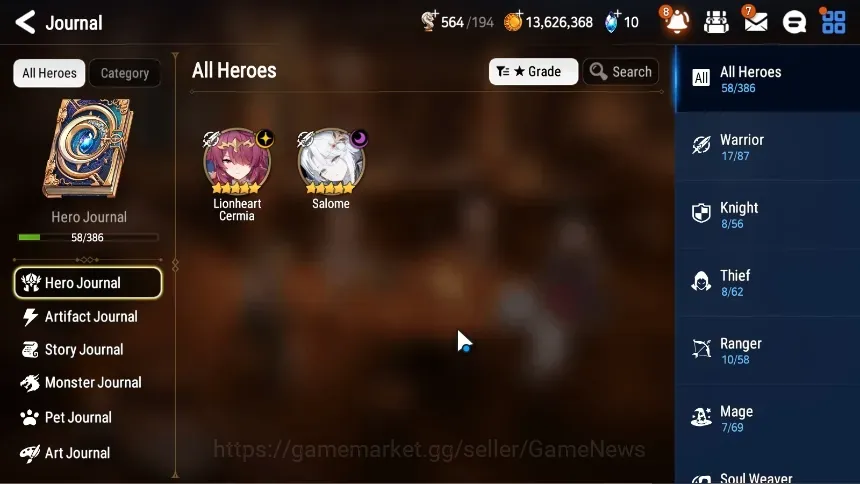 Epic Seven Accounts Starter GLOBAL UnVerif|New Era|2 ML (Salome,L Cermia)+Lidica,Tenebria,Iseria,Landy,Sez,Aria|4,8K 1