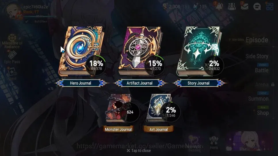 Epic Seven Accounts Starter GLOBAL Unverif|New Era|8 ML(Salome,Harsetti,MChloe)+ TA Coli 3