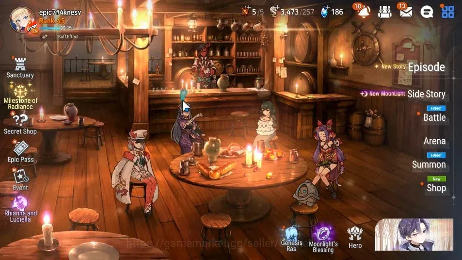 Epic Seven Accounts GLOBAL UnVerif|New Era|5 ML(RueleLight,SE Celine,T image 1