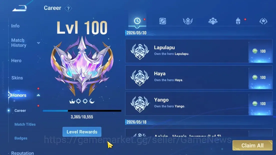 Honor of Kings Accounts Hero112 Skin110|3 Legend,KIC Luna,Bleach Uryu,Sanx image 5