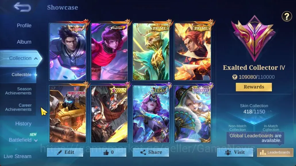 Mobile Legends: Bang Bang Accounts Others Hero 133|Skins 418|Ex Glory 96|Legend Alucard,2 KOF(Dyrroth,Karina),2 1