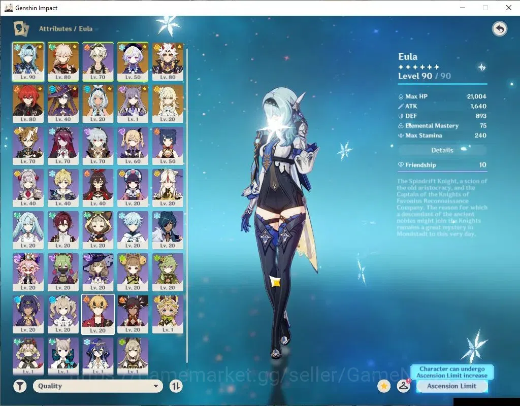 Genshin Impact Accounts ASIA|AR53|4Limited+1(*5Weapon)|Eula,Kazuha,Mualani image 3
