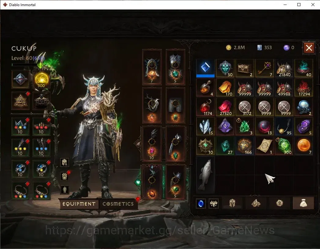 Diablo Immortal Accounts NA - Chain of Honor|CS ON|Lv60(638)|Druid|CR 39K|R image 8