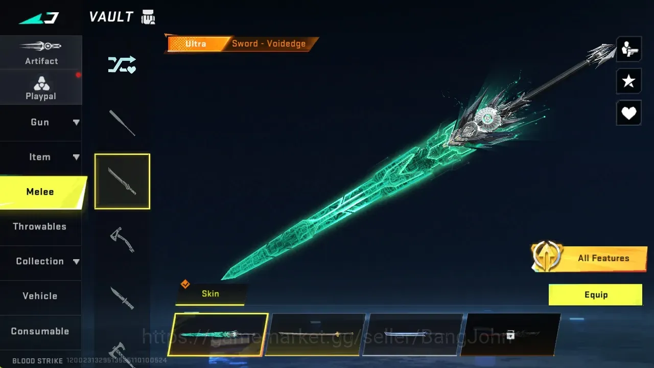 Blood Strike Accounts Collab Skin ASIA | 2 Ultra Melee: Sword -Voidedge, One-Handed Axe-Crystal Breaker|7 Collab Gun|1 1